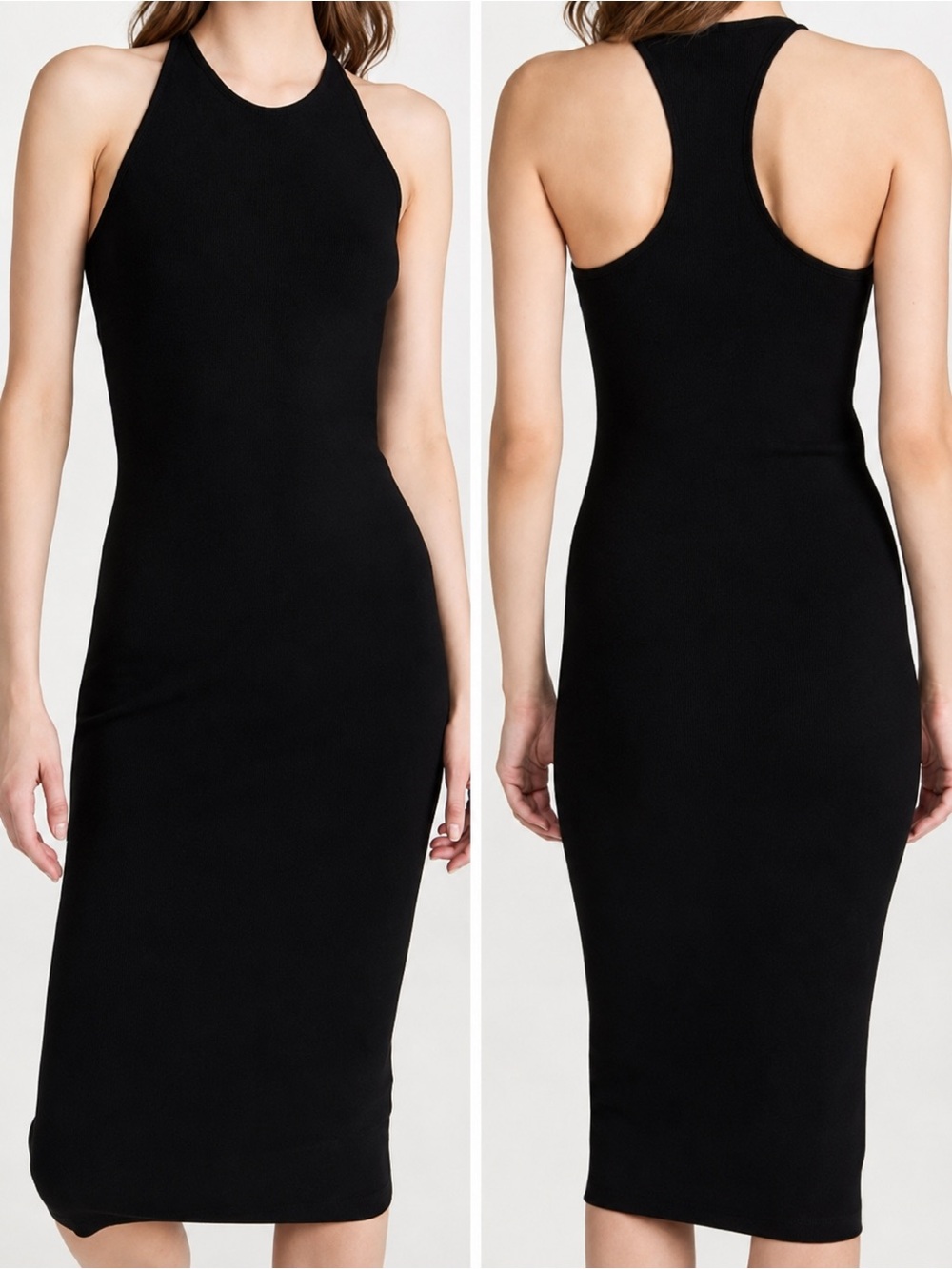 A.L.C. Marc Ribbed Knit Racerback Midi Dress Black Minimalist Bodycon S